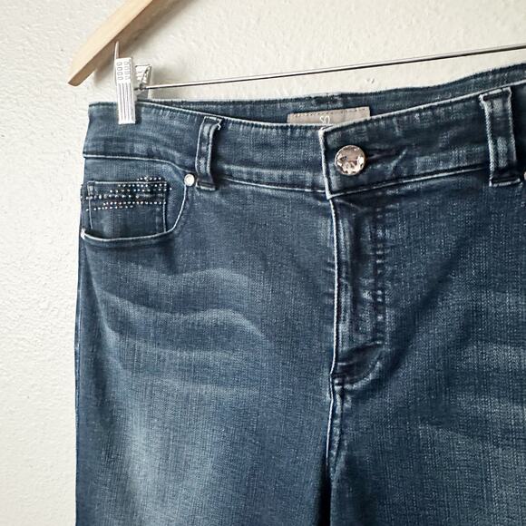 Chico’s So Slimming Size 1 Rhinestone Embellished Slim Ankle Jeans size 8 - Picture 5 of 12